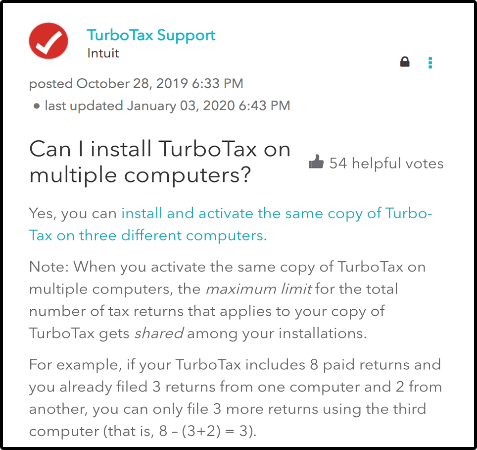 Installing Turbotax 2020 On Two Or More Computers